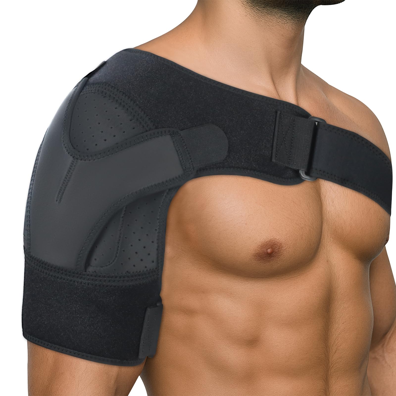 Flow fire Shoulder Support for Men and Women, Adjustable Shoulder Brace Strap for Relief Pain Fits Left and Right(S/M)