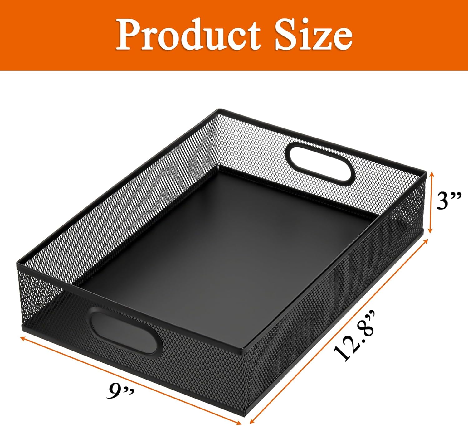 Elsjoy 2 Pack Desk Drawer Organizer Tray, Metal Mesh Desktop Storage Tray Office File Organizer with Handle, Portable Large Storage Basket for Office Supplies, Craft, Magazine, Paper - Image 2