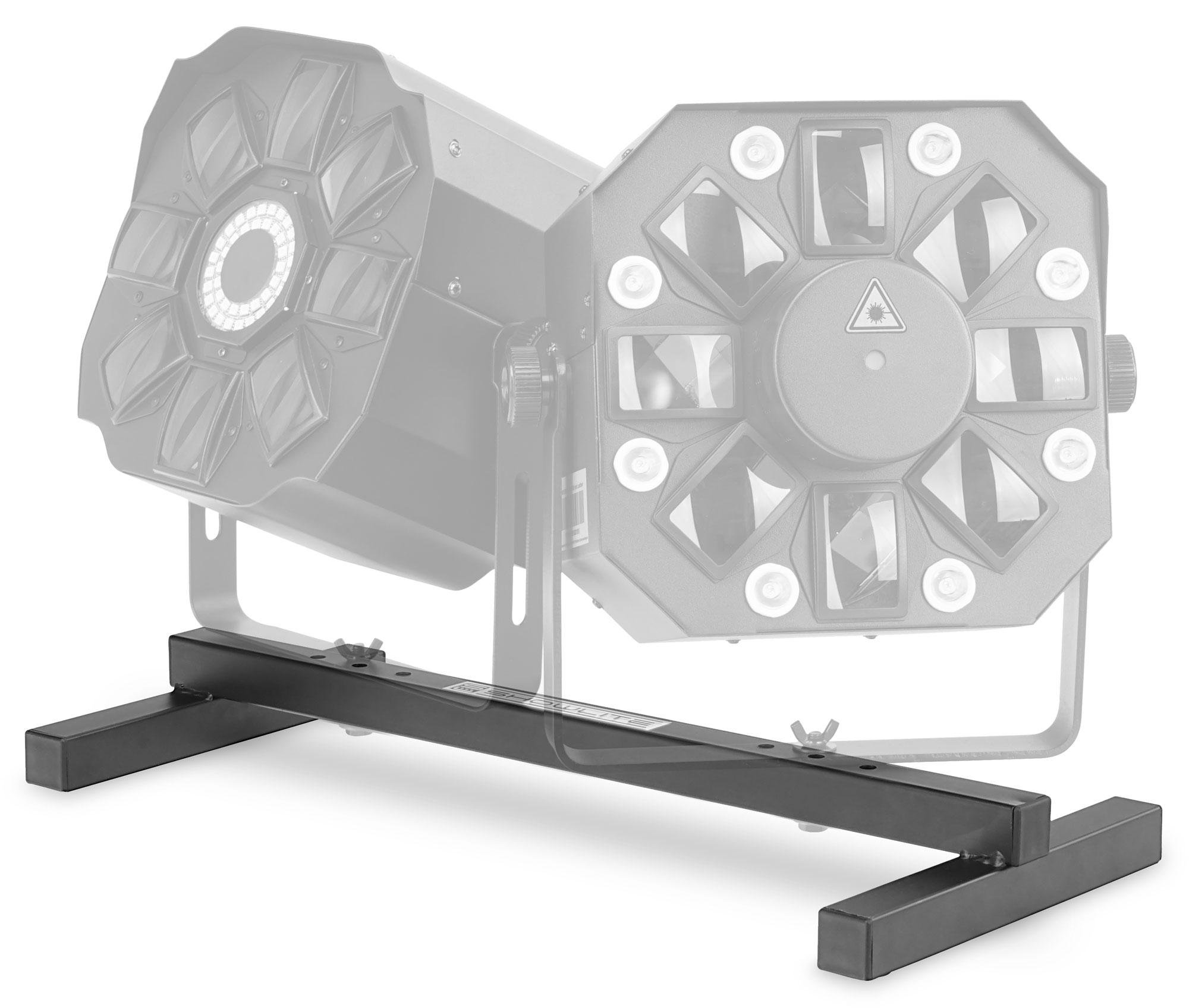 Set de 2 Pieds de Sol Showlite FLS-20 PAR (pieds doubles pour poser deux projecteurs, base 55,5 x 25,5 cm, hauteur 6 cm, construction robuste, empilables) Noir
