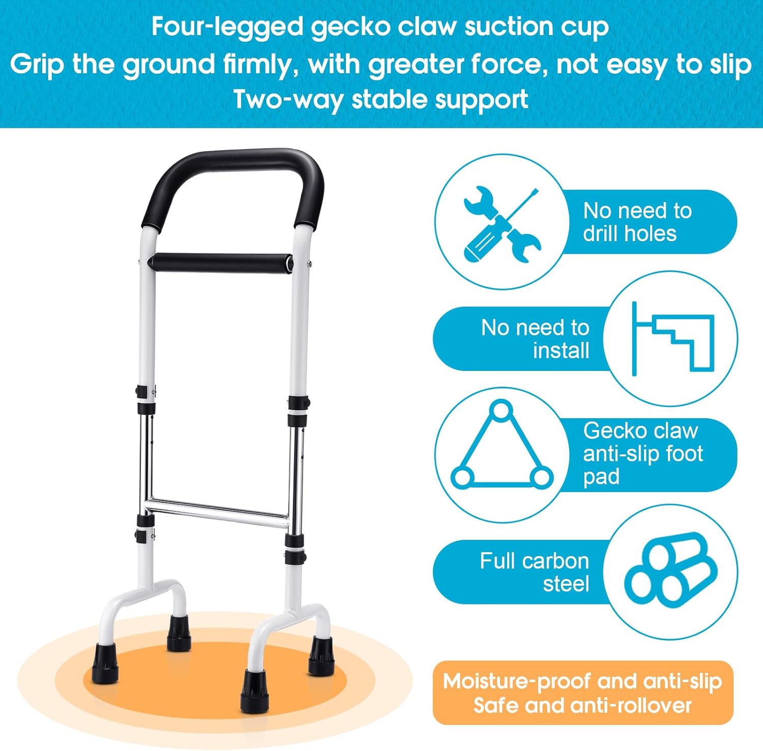 Walking Cane Standing Aids and Supports Adjustable Cane Stand Assist Aid for Elderly up to 300lb Height Adjustable 28.74-36.22 in Mobility for Seniors, Adults and Assistance