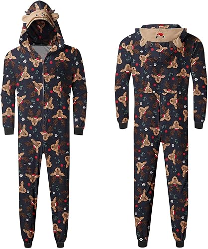 Miniatura 2 de Family Christmas Pajamas Matching Sets 2023 Cute Onesie Pajama with Deer Hood Soft Plus Size Holiday Nightgowns