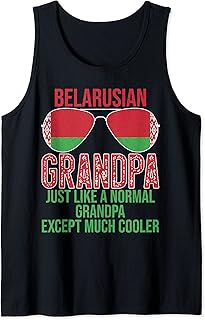 Mens Belarusian Grandpa Belarus Flag Sunglasses Father's Day Tank Top