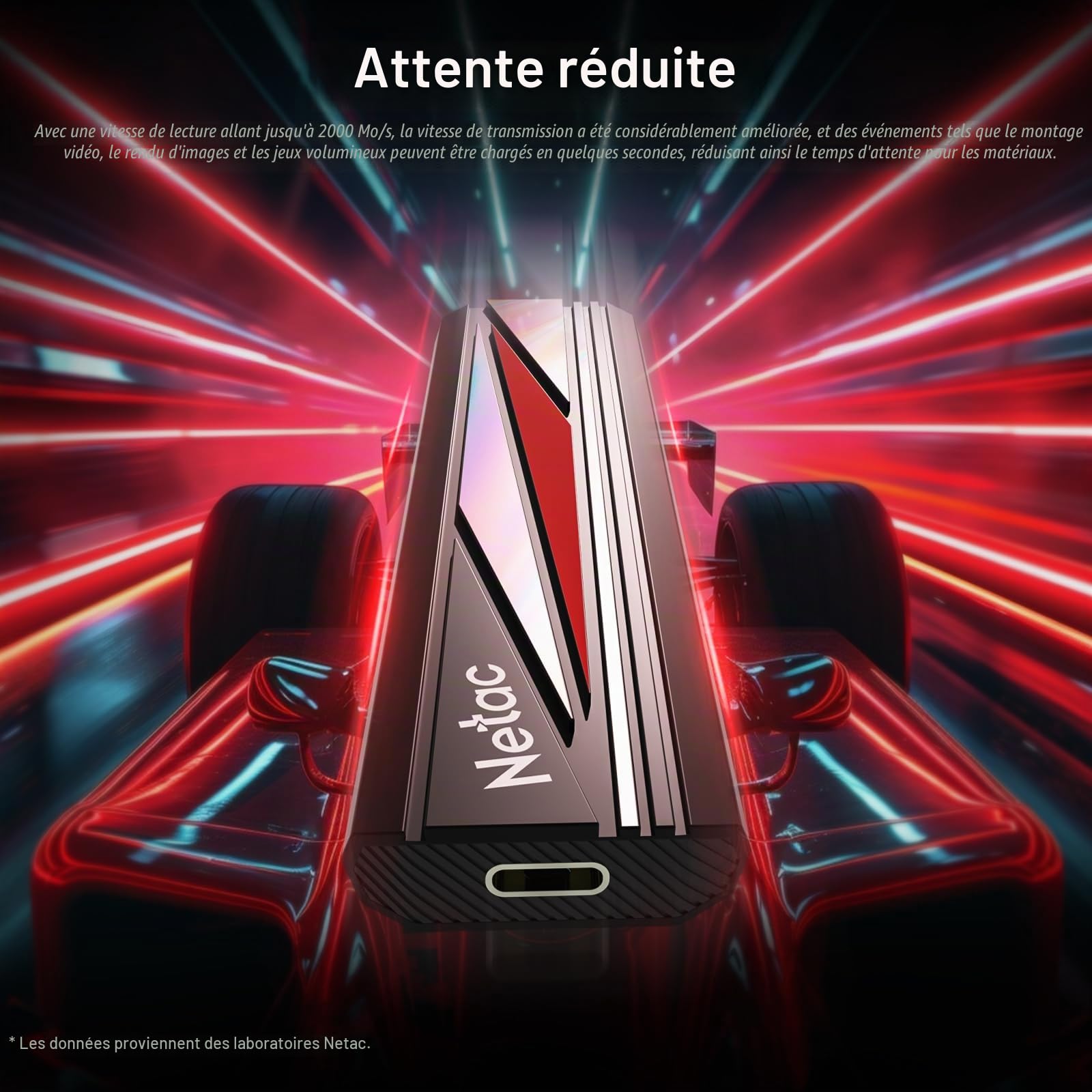 Netac SSD Externe Portable de 2 to. Jusqu'à 2000 Mo/s en Lecture/écriture, Lecteur SSD Externe USB3.2 Gen2x2