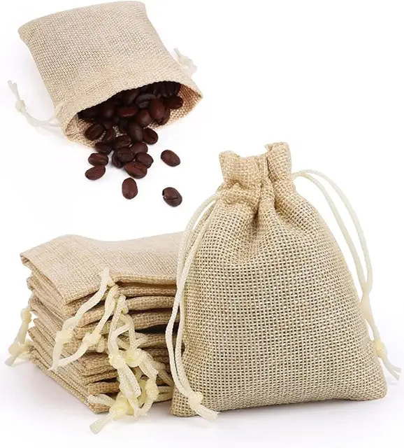 VFANDV 30-Piece Cotton Drawstring Jute Bags, 7x9 cm, for DIY Crafts & Gifts