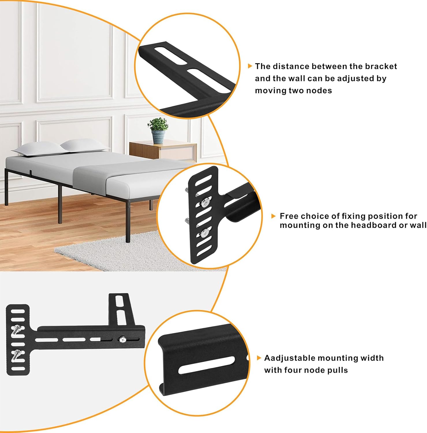 Headboard Brackets,Headboard Kit for Adjustable Bed, Bed Brackets for headboard and Footboard Bracket for Metal Bed Frame, Universal Headboard Extension Adapter Kit, Wall Mounting