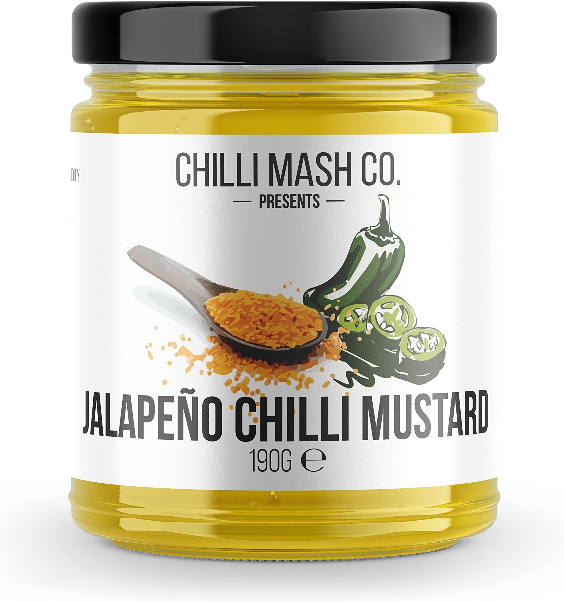Jalapeno Chilli Mustard 190ml - Chilli Mash Co - Vegan Mild Gourmet Dijon Mustard Made with British Grown Jalapeno Chillies