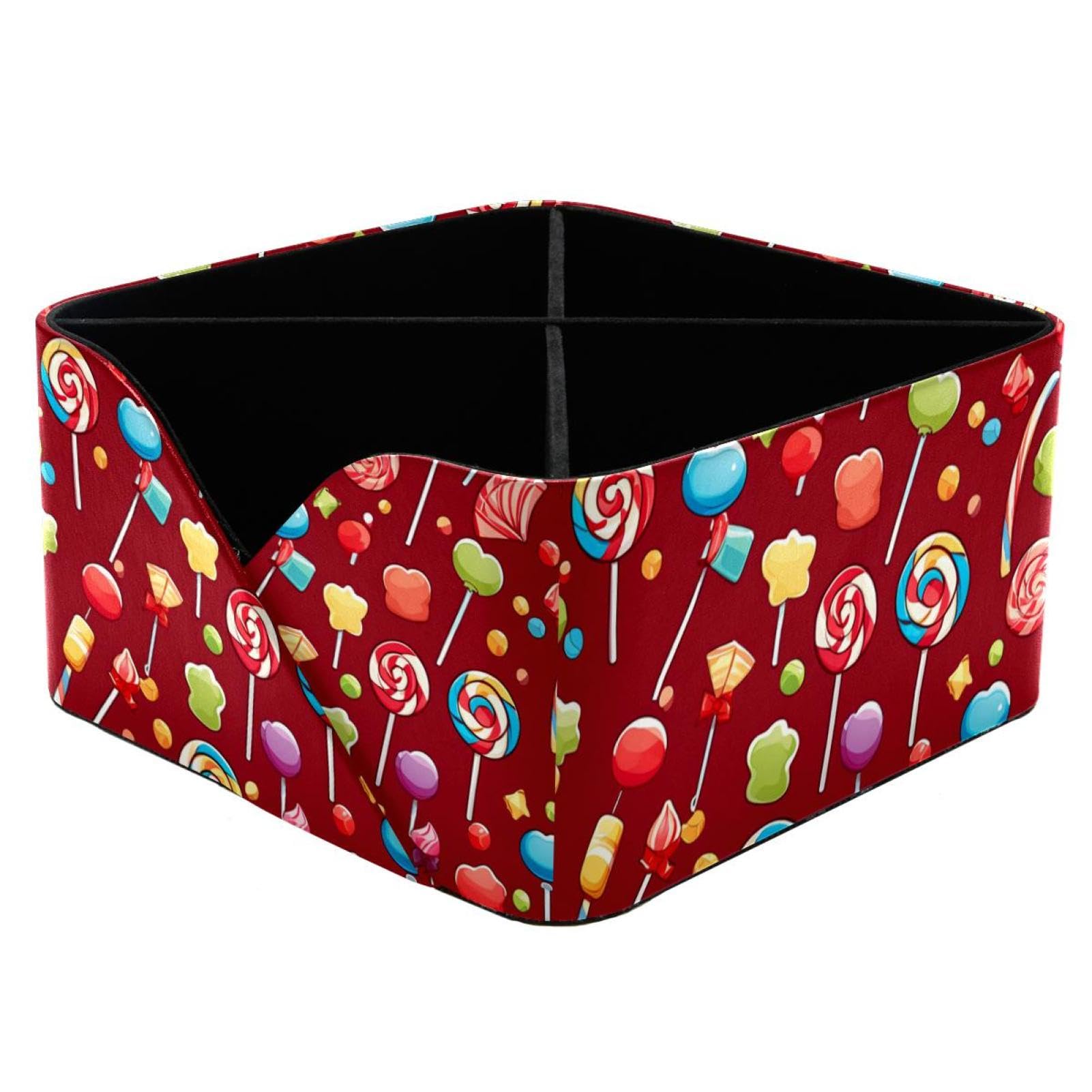 Organiseur de bureau rectangulaire à motif bonbons rouges pour stylos et pinceaux