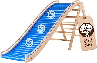 WoodsCraft 2-in-1 Wave Slide with Climbing Triangle | Slide Outdoor & Indoor Slide…