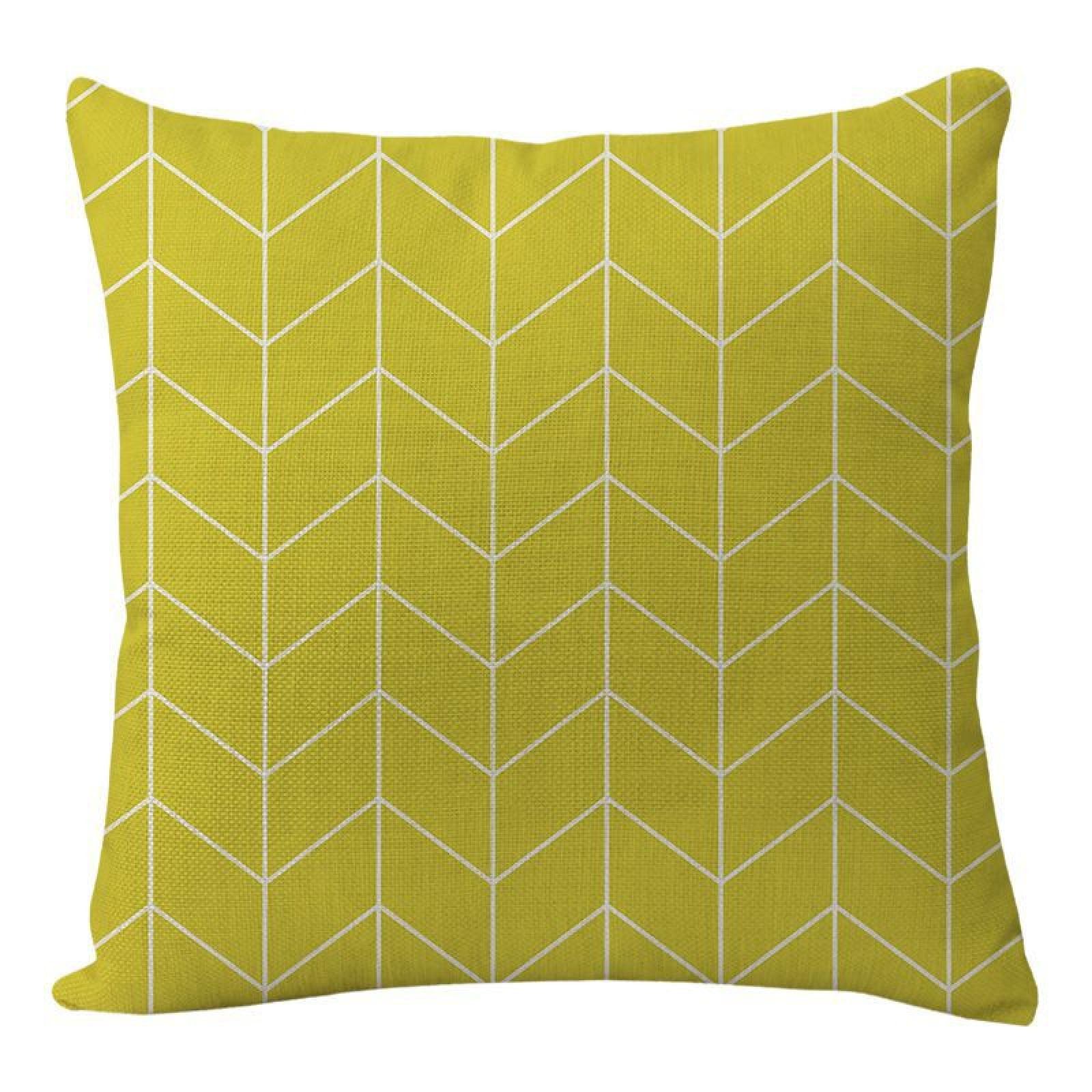 Cushion Covers Geometry Lemon Yellow Pillow Cases Cotton and Linen Cushions with Covers Included Zipper Sofa Cushions Soft Pillowcase Living Room Pillow Cover Bedroom Cushion Cover 40x40cm/1 Pack