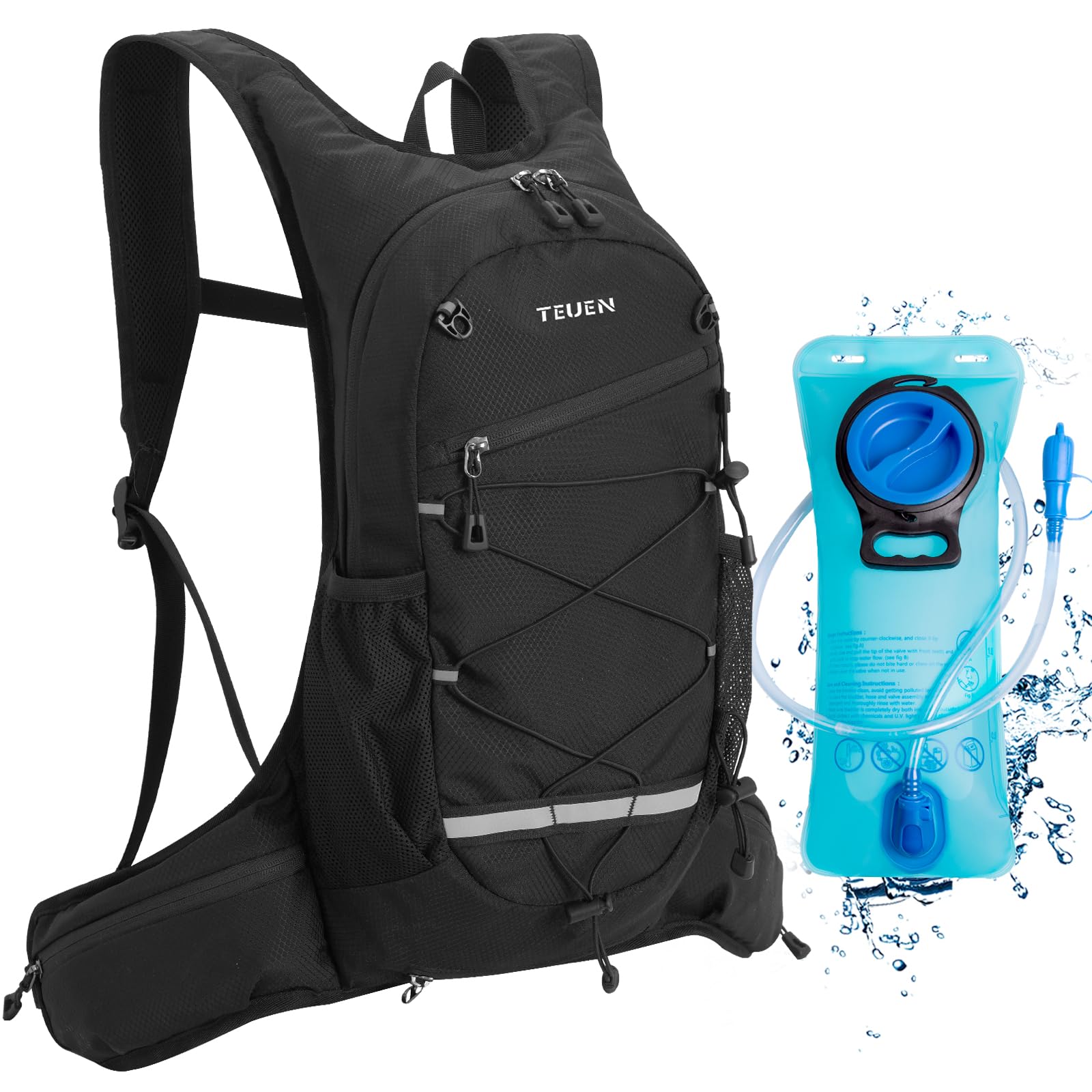 TEUEN Mochila de Hidratación con 2 litros Bolsa de Agua, Mochila Agua Mujer Hombre 6 litros Mochilas Trail Running Ligera para Correr Senderismo o Ciclismo Unisex Adulto