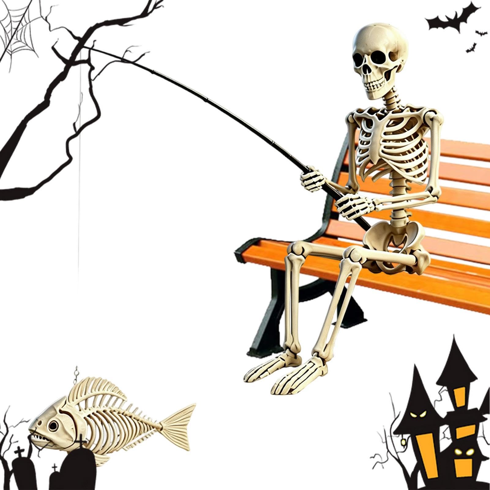 Decorazione Scheletro Halloween Grande Scultura Di Scheletro Gotico | Decorazioni Da Esterno Laghetto Per Halloween, Giardino, Cortile, Prato, Scrivania, Mensola, Acqua, Piscina, Vaso E Stagno