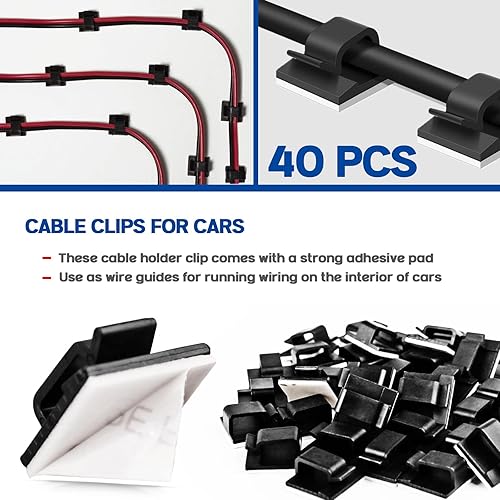 Miniatura 3 de Xislet Brida universal para cables de montaje a presión con organizador de cables adhesivo, soporte de cable y cinta de arnés de cables, clips de