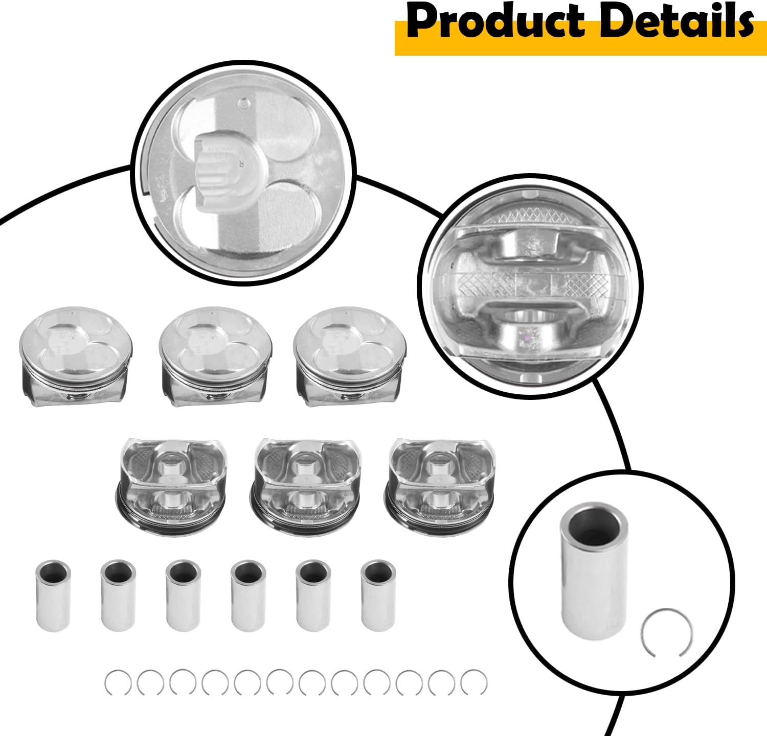 3.6L STD Pistons & Rings Kit Compatible with Buick Enclave 2009-2017, LaCrosse 2010-2012, Cadillac CTS 2008-2012 2014, STS 2008-2011, Chevy Traverse Camaro, GMC Acadia, Replace 12616973