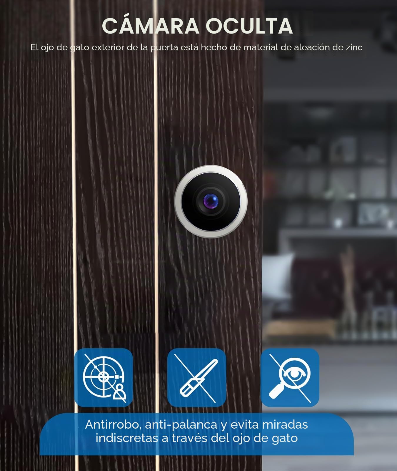 Mirilla Digital WiFi 1080P - Vigilancia por Aplicación con Amplio Ángulo, Mayor Seguridad con Cámara para Puerta,Mirilla Electrónica, Cámara de Puerta Mirilla, Mirillas Digitales para Puerta