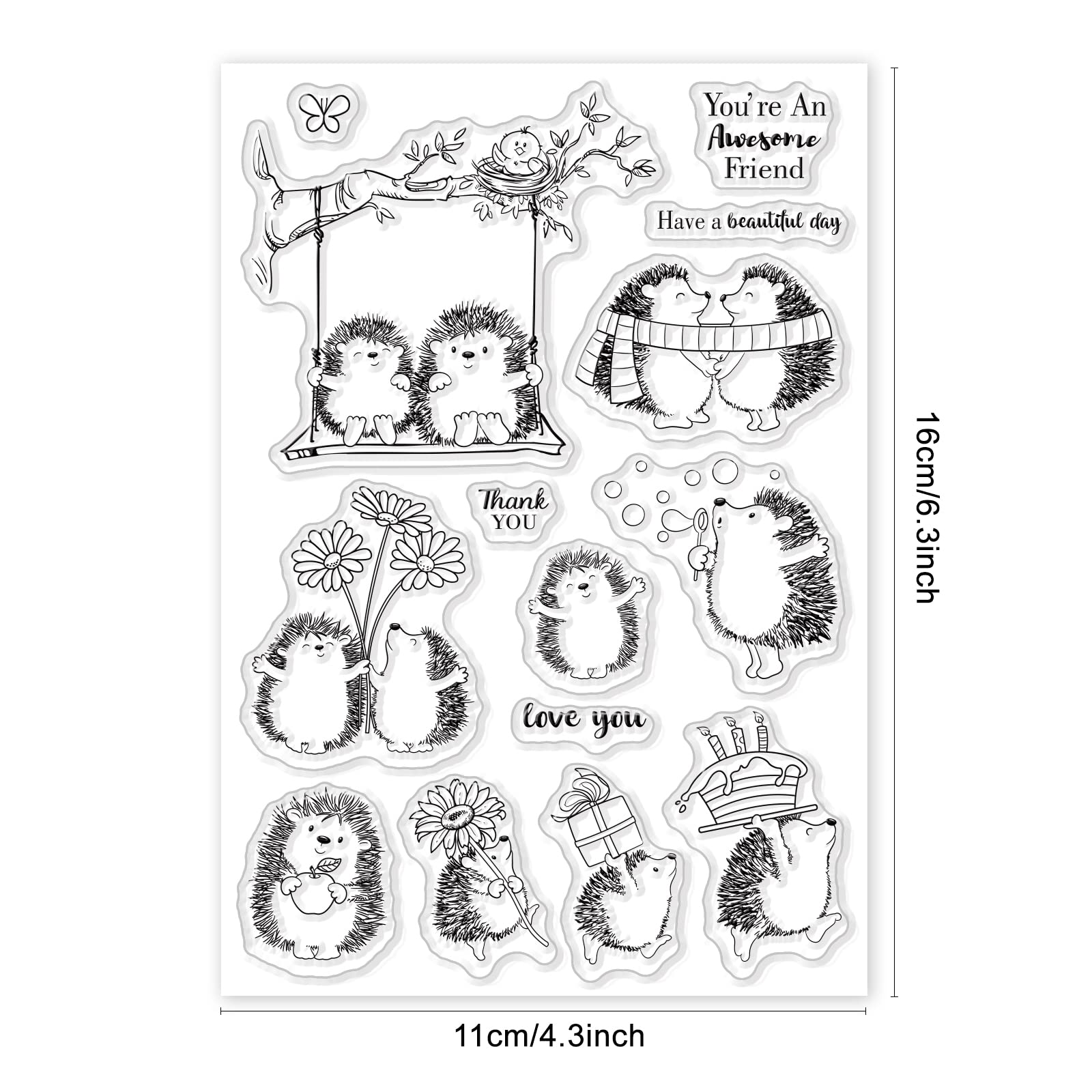 GLOBLELAND Timbri Trasparenti In Silicone Con Riccio, Fiori E Farfalle – Set Per Scrapbooking Fai Da Te, Diario E Biglietti Auguri - 5