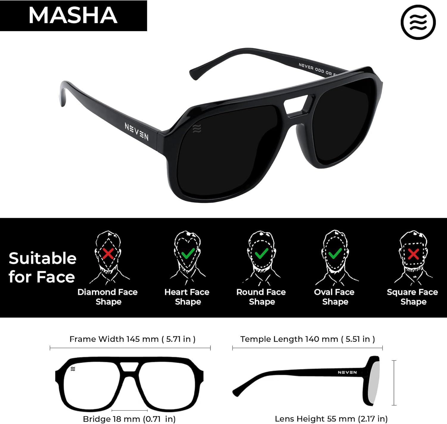 NEVEN Masha UV400 Men's Polarized Sunglasses - TR90 Chunky Sunglasses - Boating Aviator Glasses for Men and Women - Image 6