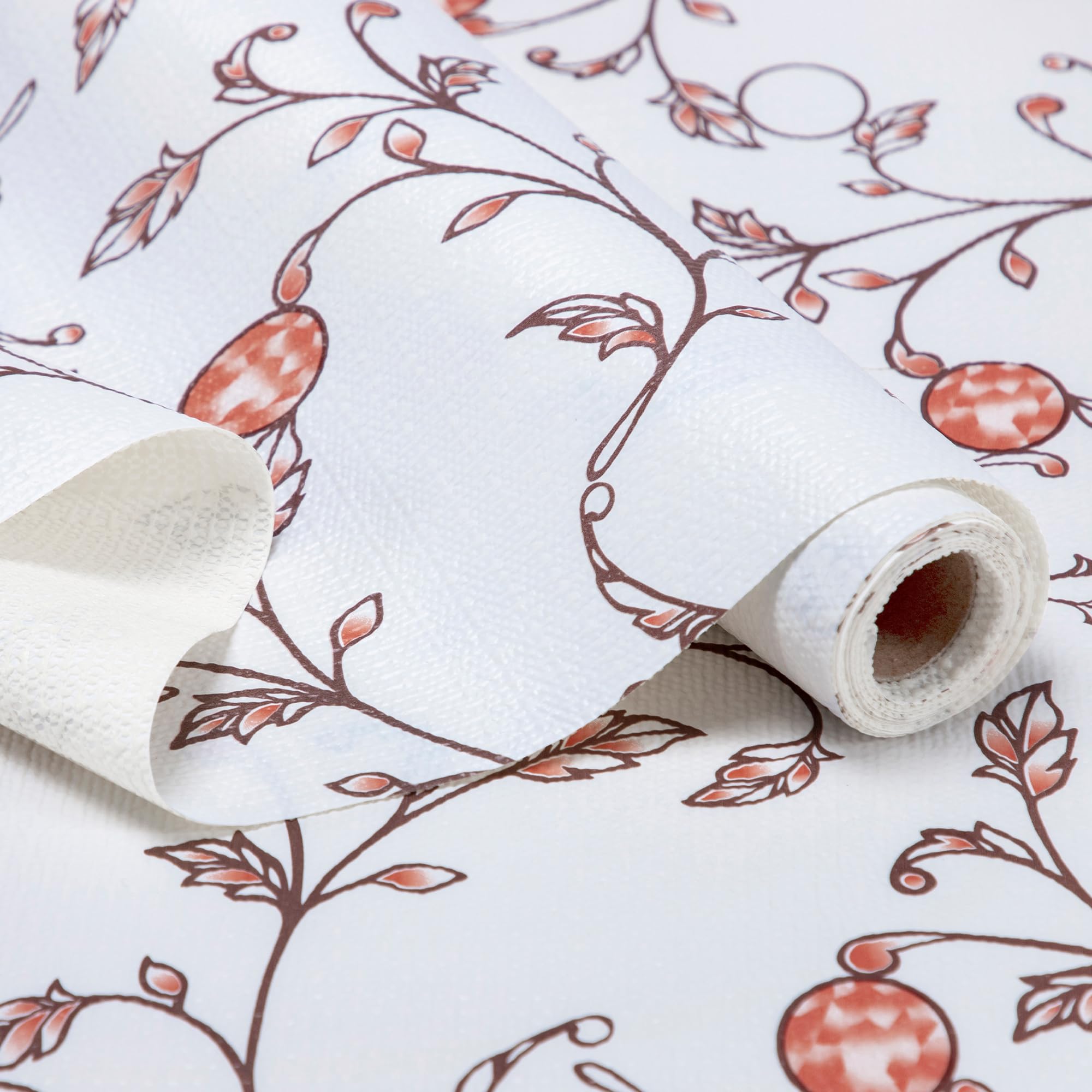 RAY STAR Shelf Liner, Non Adhesive Wisteria Pink Floral Kitchen Cabinet Liner for Pantry Drawer Vanity, Strong Grip Non Slip, Shelf Liners for Kitchen Cabinets Cupboard 18 Inch x 8 FT (3 Rolls)