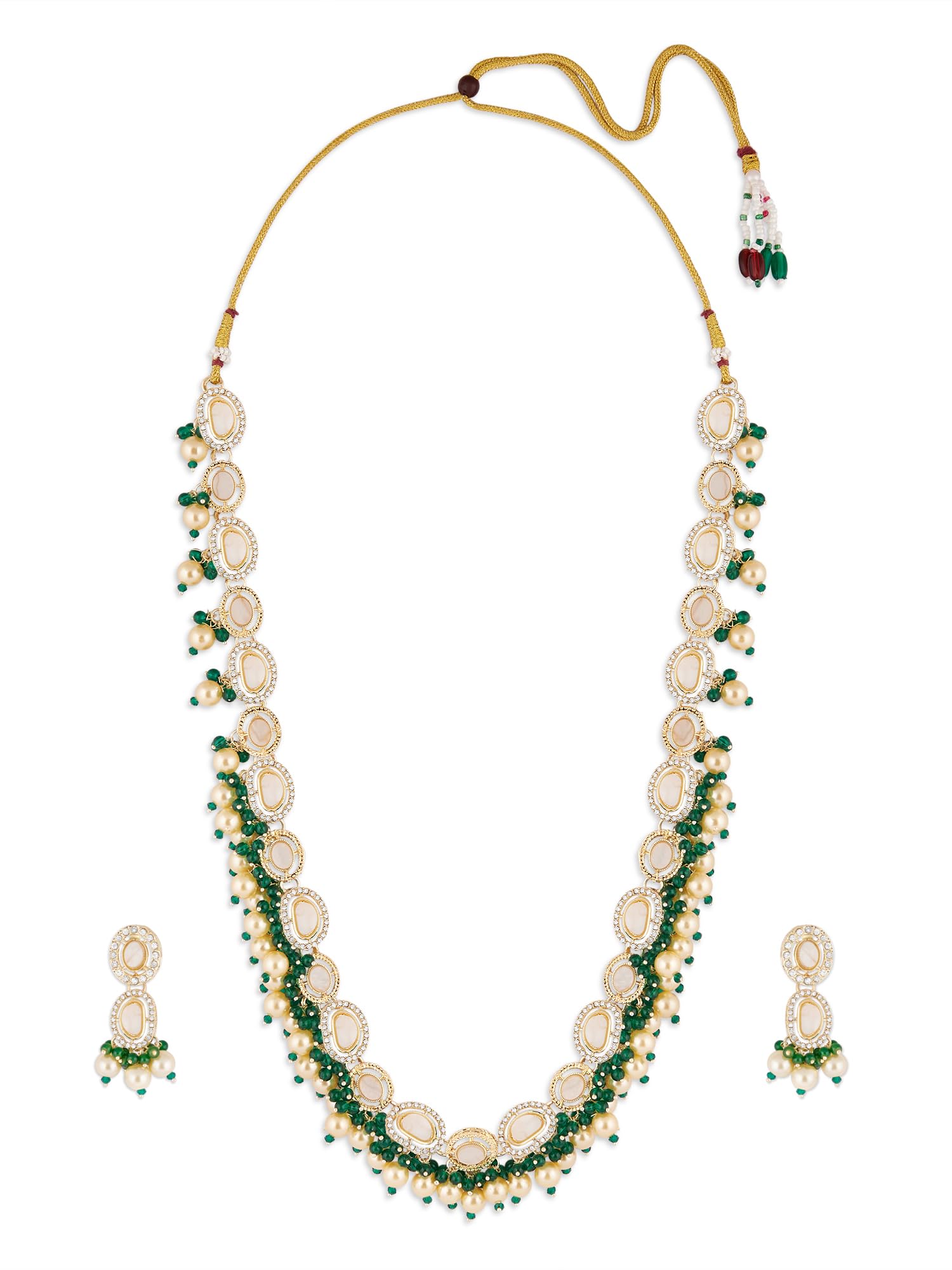 ZAVERI PEARLS Green Beads Mother of Pearls Inspired Stones Austrian Diamonds Necklace & Earring Set For Women-ZPFK18202 (B0D4LR1P4Z) Amazon Price History, Amazon Price Tracker