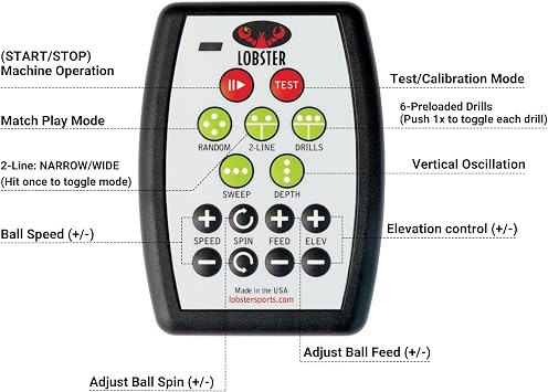 LOBSTER Sports Elite Tennis Ball Machine - Auto Portable Tennis Ball Launcher, Preloaded & Custom Drills, Spin Control, Lob Elevation Switch, Ball Speed (up to 80MPH), with Multi-Function Remote