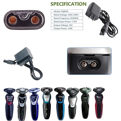 Miniatura 3 de HQ8505 - Cable de carga para afeitadora de 15 V, adaptador de corriente alterna, cable de carga compatible con Philips Norelco S7000 S5000 S3000