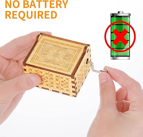 Miniatura 3 de TIESOME You are My Sunshine - Caja de música con manivela de mano, caja de música clásica grabada en madera para niños, niñas, hombres y mujeres