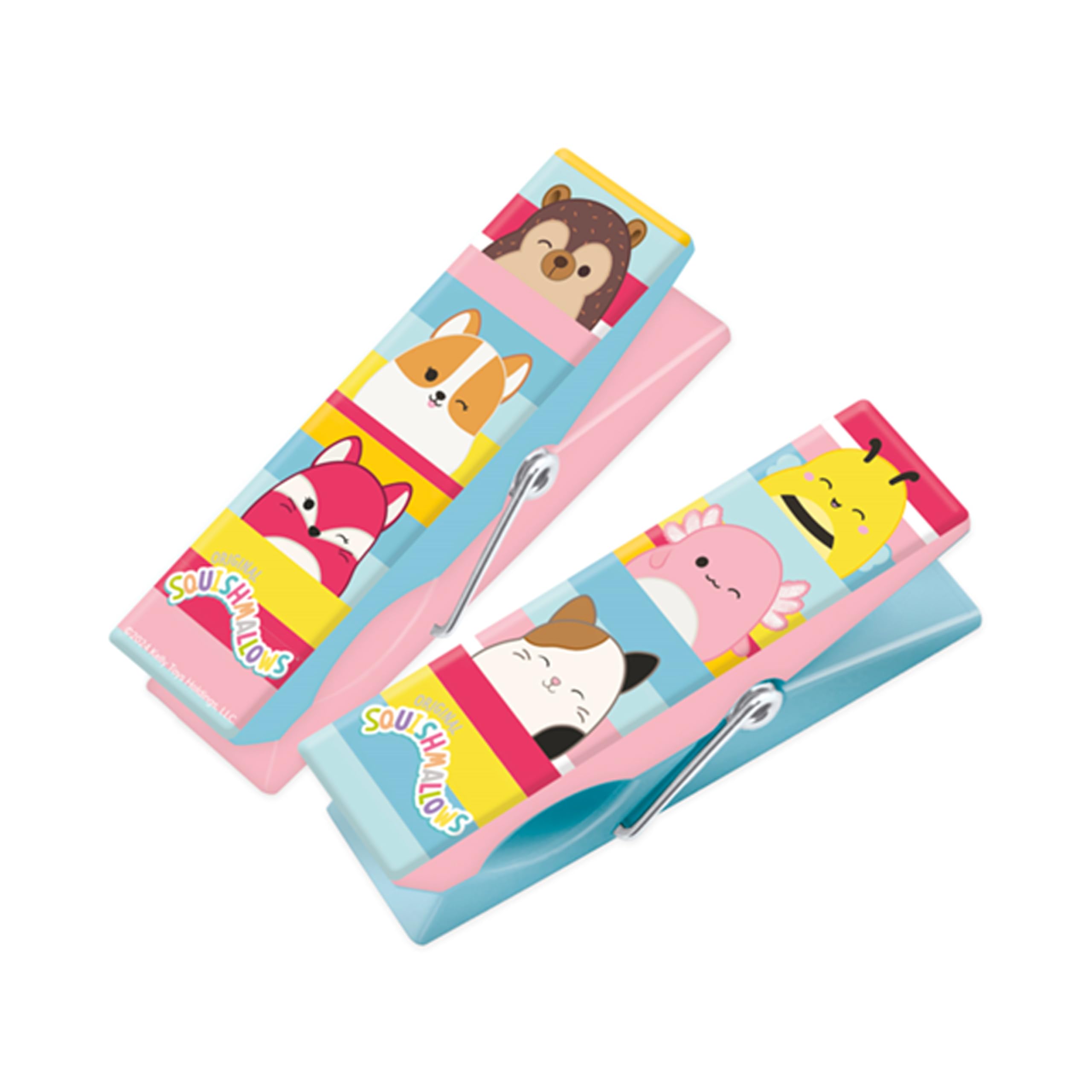 Official Squishmallows Beach Towel Clips, Strong Beach Chair Towel Clip Holder | Large Towel Pegs for Sunbeds Sun Loungers | Jumbo Clothes Laundry Pegs | 2 Pack | Multicoloured