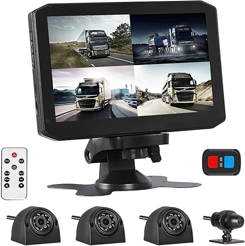 Vsysto 4CH camión Dash sistema de cámara DVR grabadora impermeable cámara de reserva frontal y lateral y trasera VGA para camión tractor semi