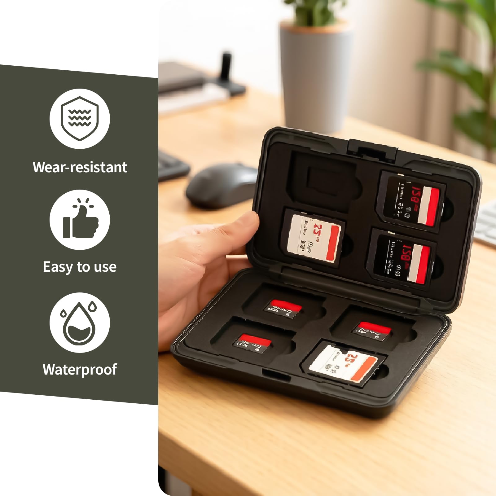 Speicherkarten Tasche, SD Karte Aufbewahrung Aufbewahrungsbox Aluminium SD TF Karten 8+8 Slots Wasserdicht Stoßfest Etui TPU Innenfächern Tragbares Case Reisen Kamera Zubehör Sicherer Schutz Organizer