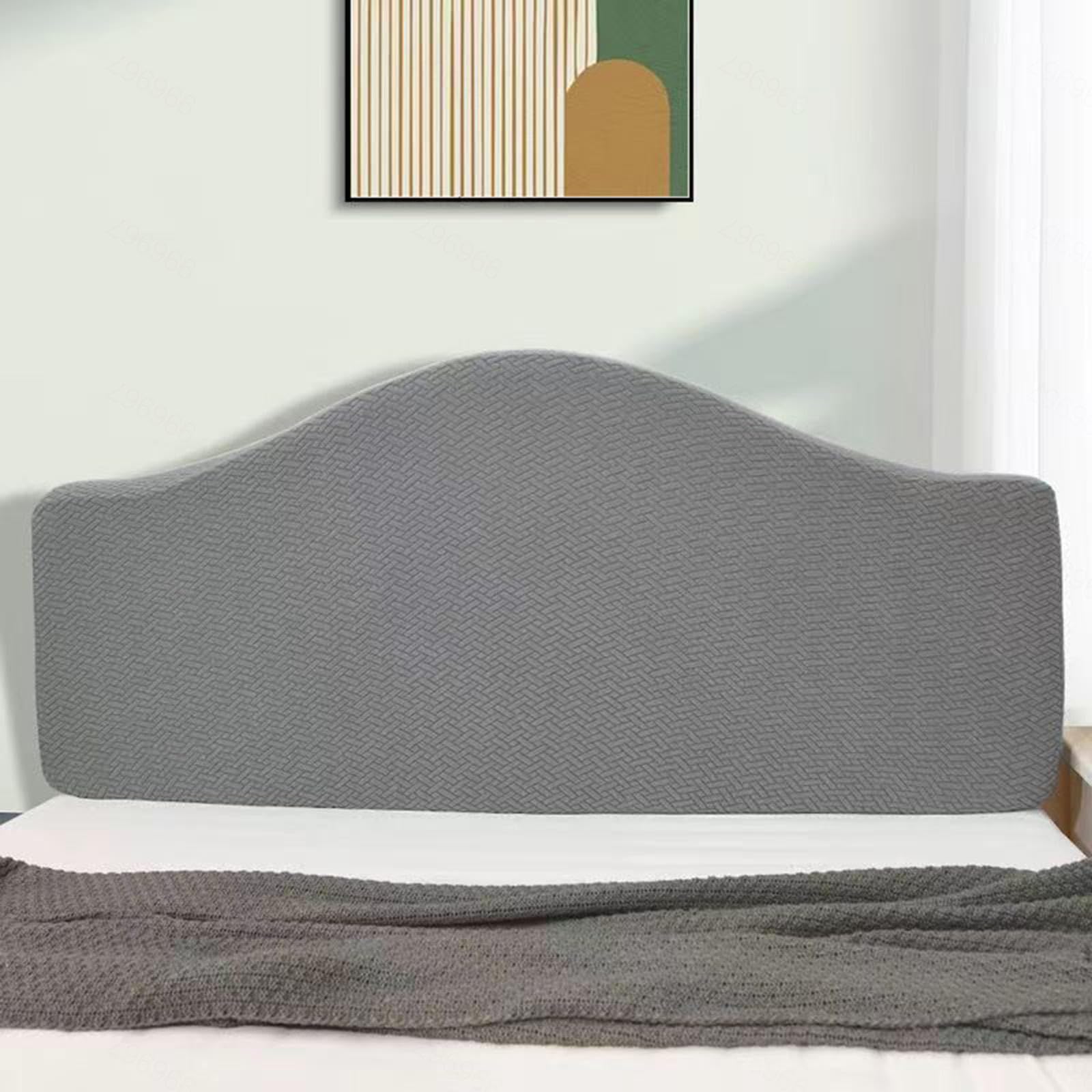 Ljqaizyl Darkgrayc Stretch Headboards Cover/Slipcover Single/King/Double Bed Headboard Protector Grey Backrest Cover All-Inclusive Curved Universal Bed Board Slip Cover Wood Leather Dust Cover ,-130Cm-150Cm