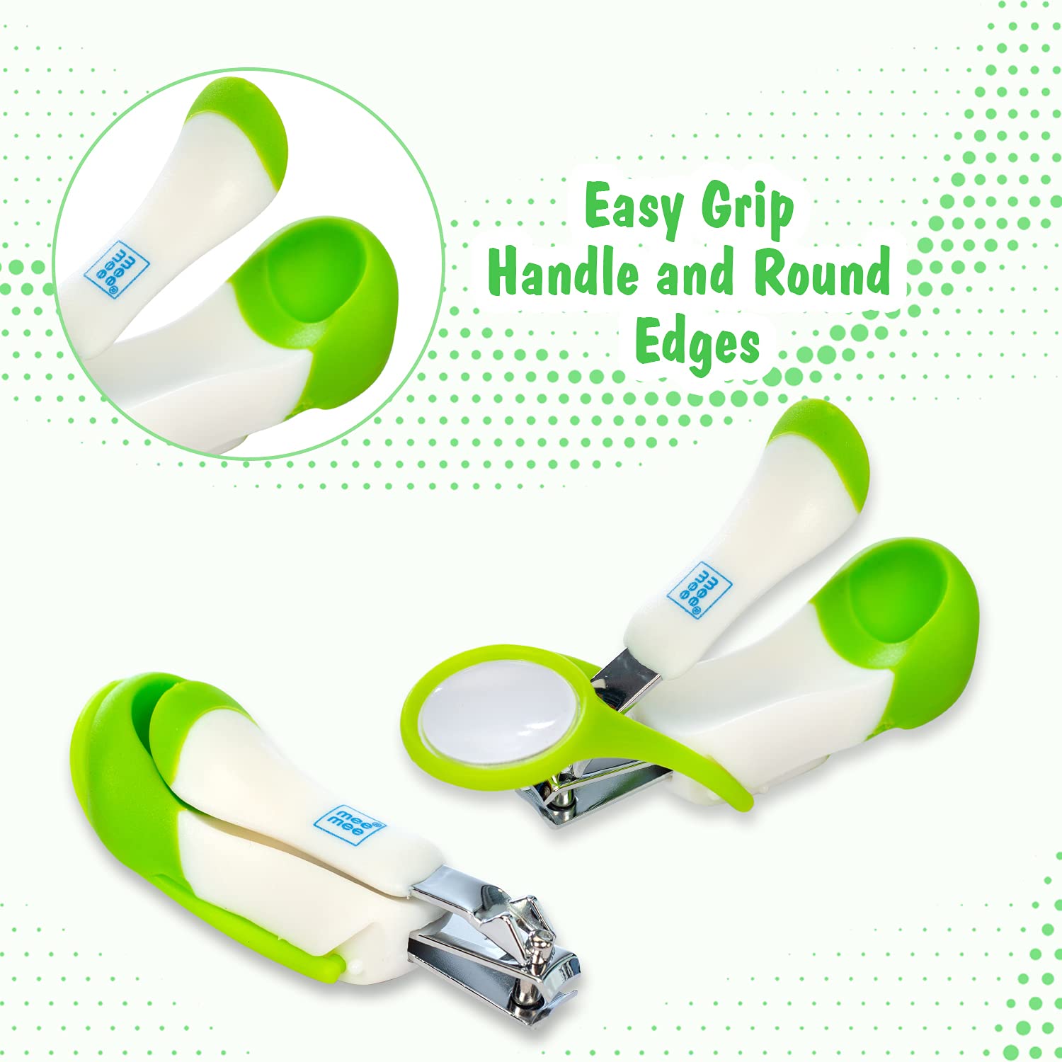 Mee Mee Gentle Nail Clipper (Pack of 2 - With Magnifier, White/Green) 4