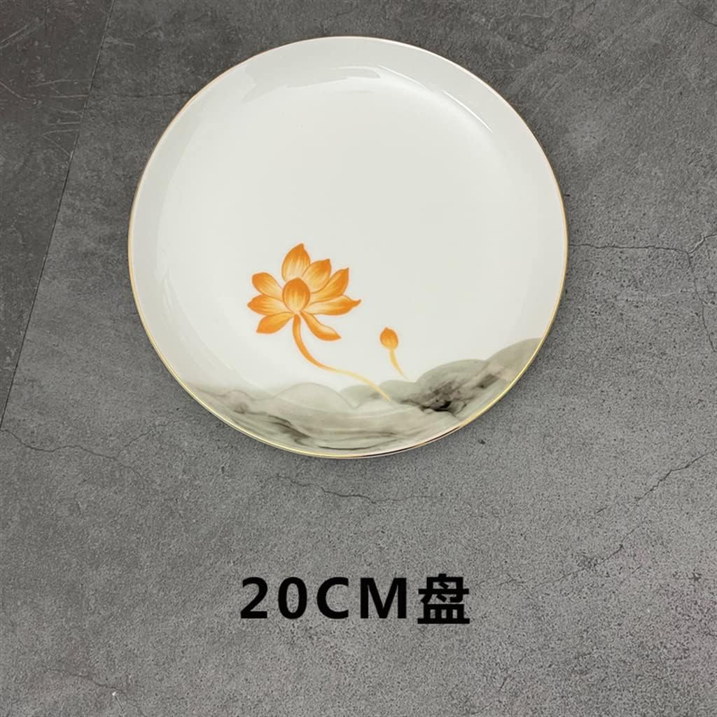 Ceramic Cutlery Set Bone China Dinner Plate Restaurant Disc Bowl Dish Placemat Set (Color : A Size : One Size) (A One Size)