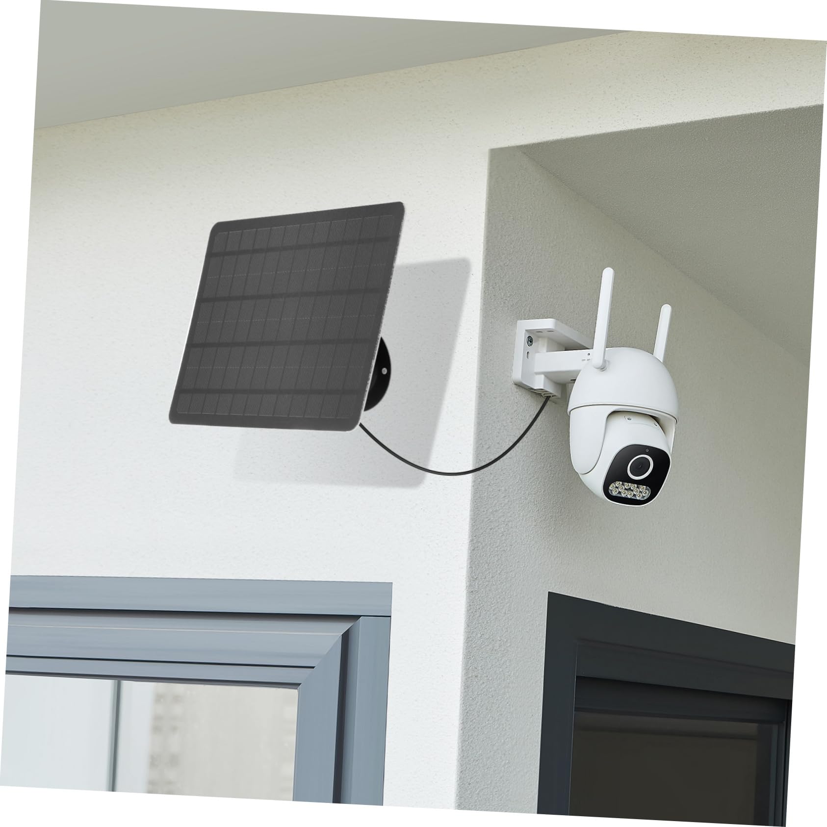TOYANDONA Panneau Solaire pour Caméra de Sécurité Chargeur à Cellule Solaire Monocristallin Compatible avec Micro USB Portable et Étanche