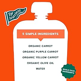 Serenity Kids 6+ USDA Months Organic Carrot Veggie Puree Baby Food Pouches - 3.5 oz Pack of 12 - Organic, BPA-Free & Allergen Free - No Sugary Fruits & No Added Sugar - 3.5 Oz, 12 Pack