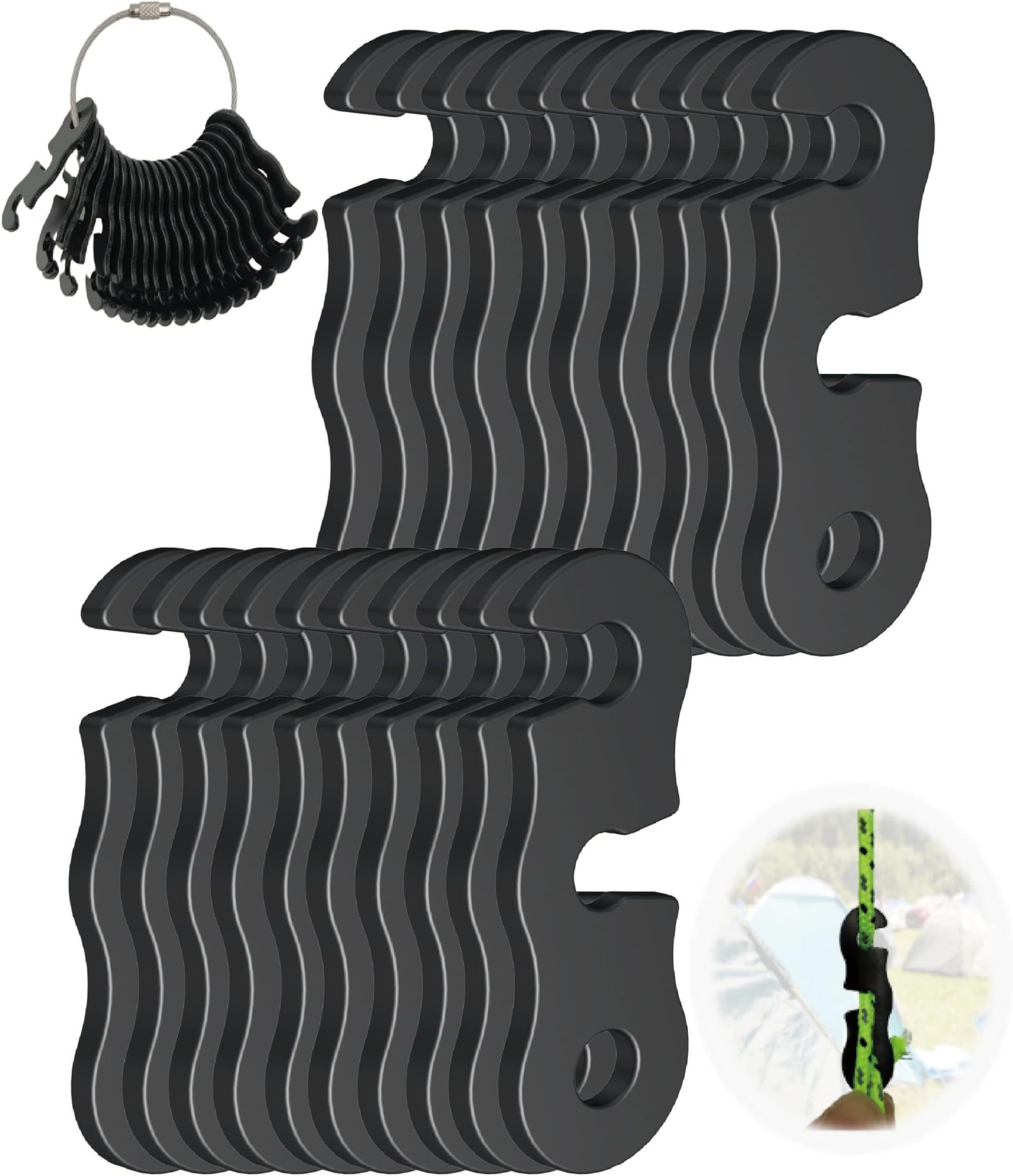 NACETURE Aluminum Alloy Rope Tensioner (20 Pack) Camping Tent Guyline Cord Adjuster Camping of Gear for Camping, Hiking, Backpacking Ultralight Tent Stakes Guy Lines Tensioner Tent Cord