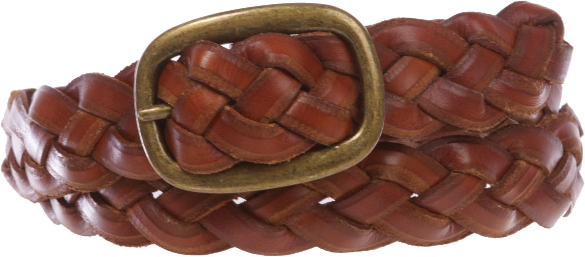 BeltiscoolWomen's 1 1/4" Braided Woven Cowhide Top Full Grain Solid Two-Tone 3D Style Vintage Leather Belt