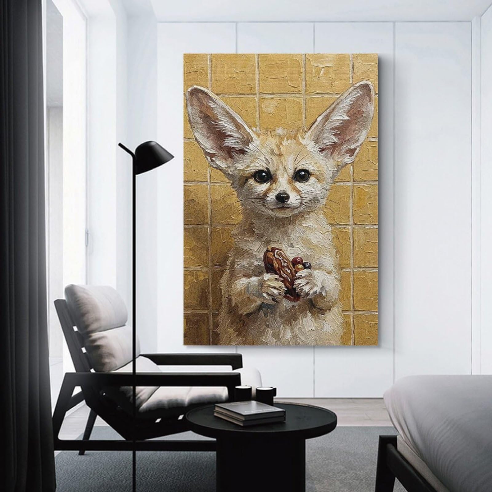 Junmoney Unframe-Style-5 Room Decor Wall Art Fennec Fox With Date Painting, 08X12inch(20X30cm), For Lounge Decor, Bedroom Walls Or Flats, Canvas Styling For A Polished Room Look