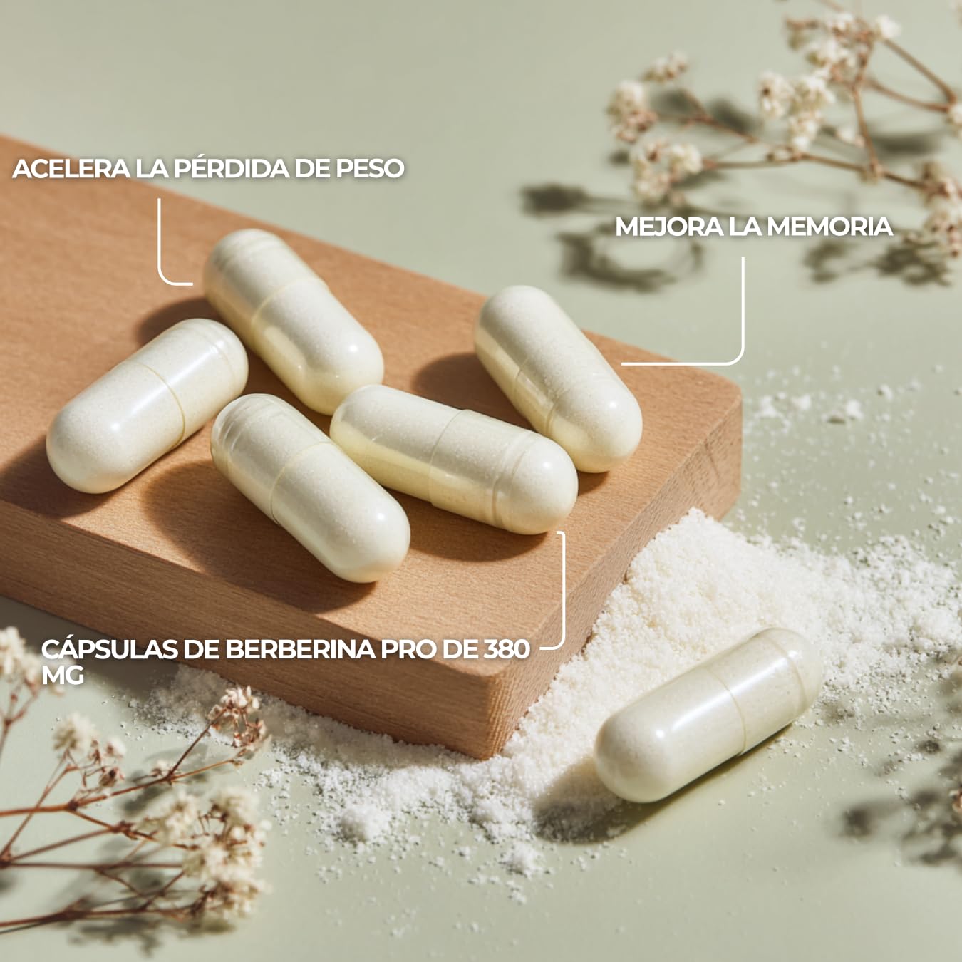Berberina 380 mg – 60 Cápsulas – Apoyo al Metabolismo, Control de Glucosa y Bienestar Digestivo