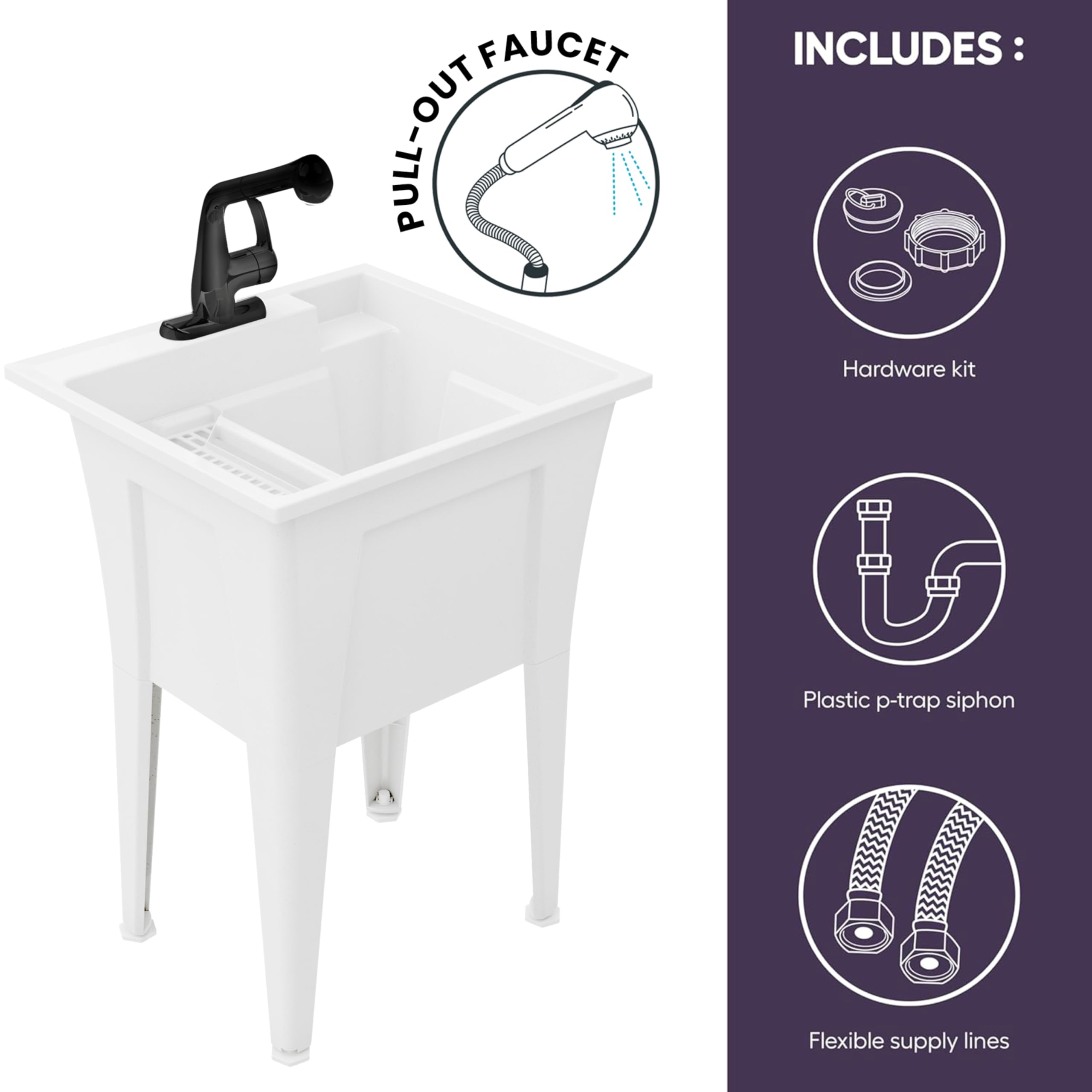Black Utility Sink with Faucet - 24 Inch -2 Black Utility Sink with Faucet - 24 Inch -2
