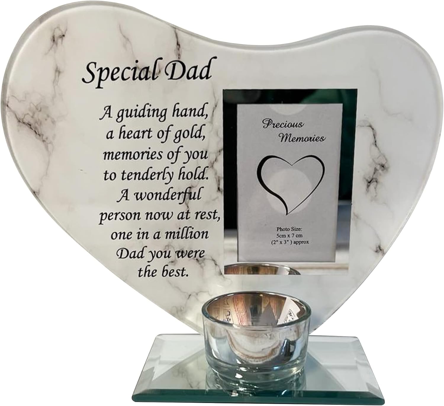His Smile Inspirational Poem, Candle and Photo Holder Glass Memorial