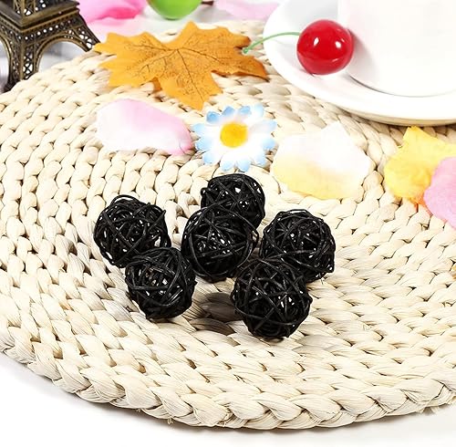 Miniatura 3 de Bolas de ratán coloridas artesanías - 20 bolas decorativas para bodas y fiestas (negro)