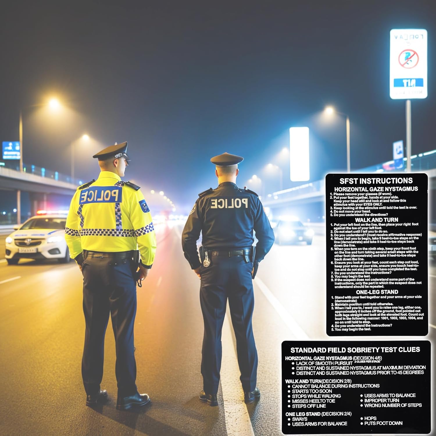 20PCS SFST Card Standardized Field Sobriety Test, Black Metal SFST Card with Clues SFST Instruction Card Police Law Enforcement Gear (hv-black-20pcs)