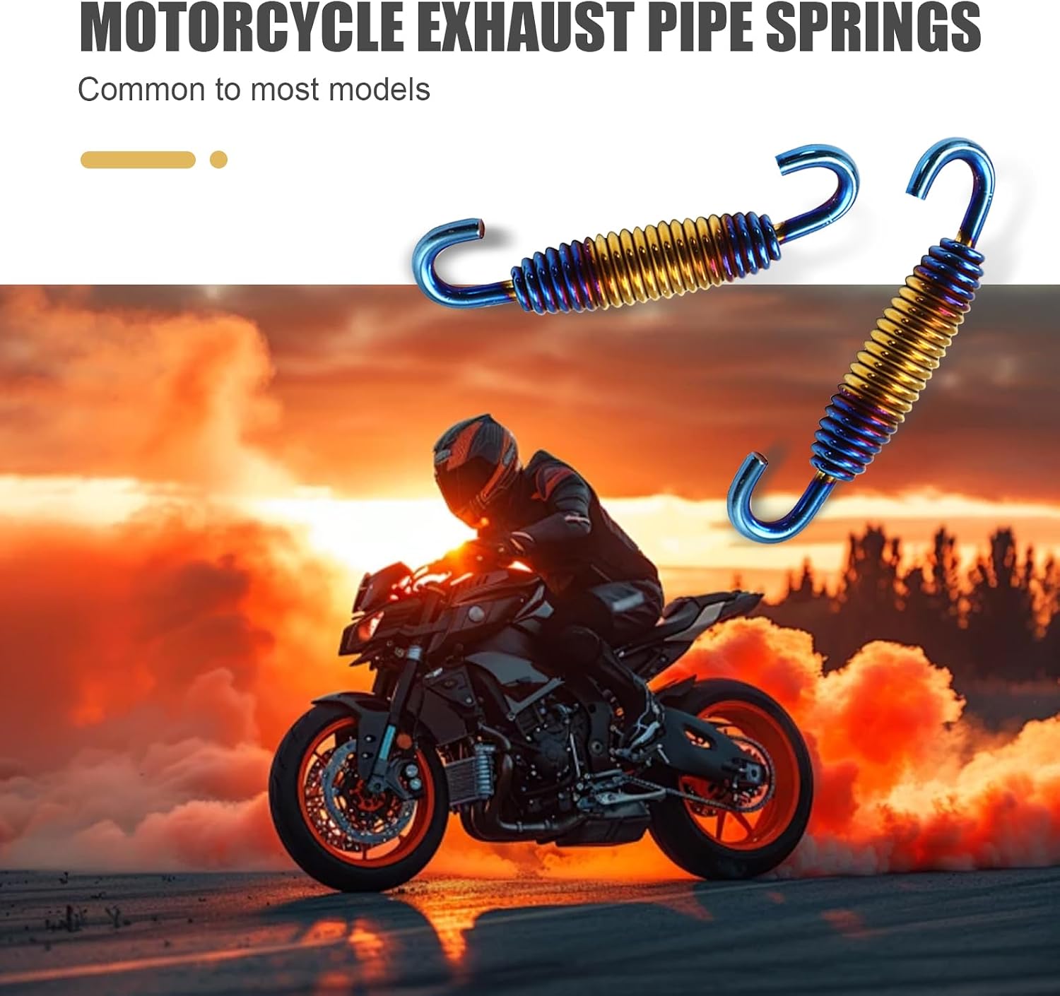 Motorcycle Exhaust Muffler Spring, 40 mm-60 mm Extended Range Stainless Steel Spring Hooks Exhaust Reinforced Spring Hook, Universal for Riding Motorcycles, Scooters, ATVs (Multicolored Blue)