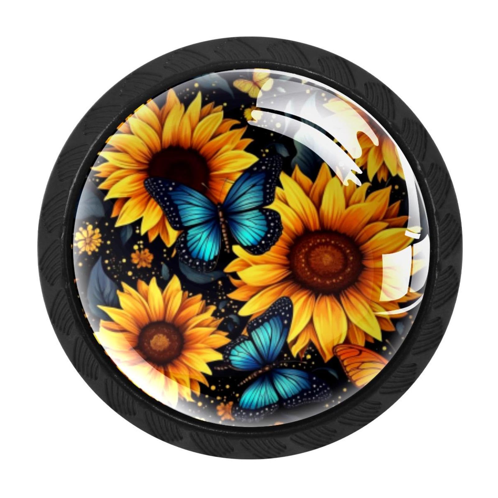 CHENZZZZ Starry Night Sunflower Butterfly Cabinet Knobs 4 Pieces Drawer Kitchen Cabinets Dresser Cupboard Wardrobe Unique Pulls Handles