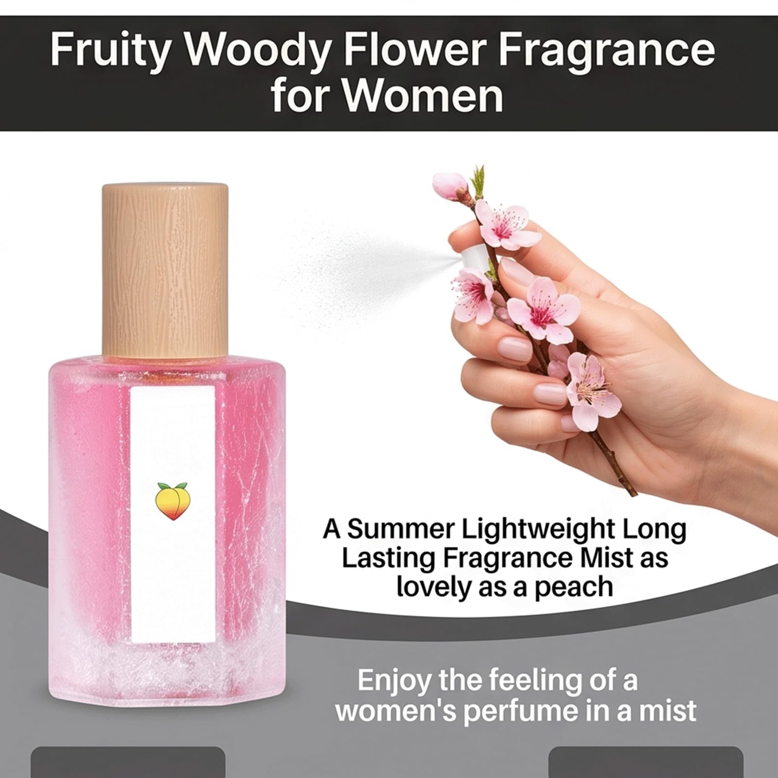 Travel Size Mini Long Lasting Fruity Peach Parfüm, Hair & Body Peach Scented Fragrance Spray für Frauen, Long Lasting Sensitive Skin Summer Mist, Fruity Parfüms, All Skin Types Body Spray (5 stücke)
