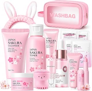 Sakura Skin Care Set for Kids Teen Girls, 14 PCS Daily Gentle Skin Care Set | Hydrating Skincare for Kids 10-12, Face Care Kit for Girls Ages 8-12, Birthday Christmas Gifts, Teens Daughter Skincare Gifts