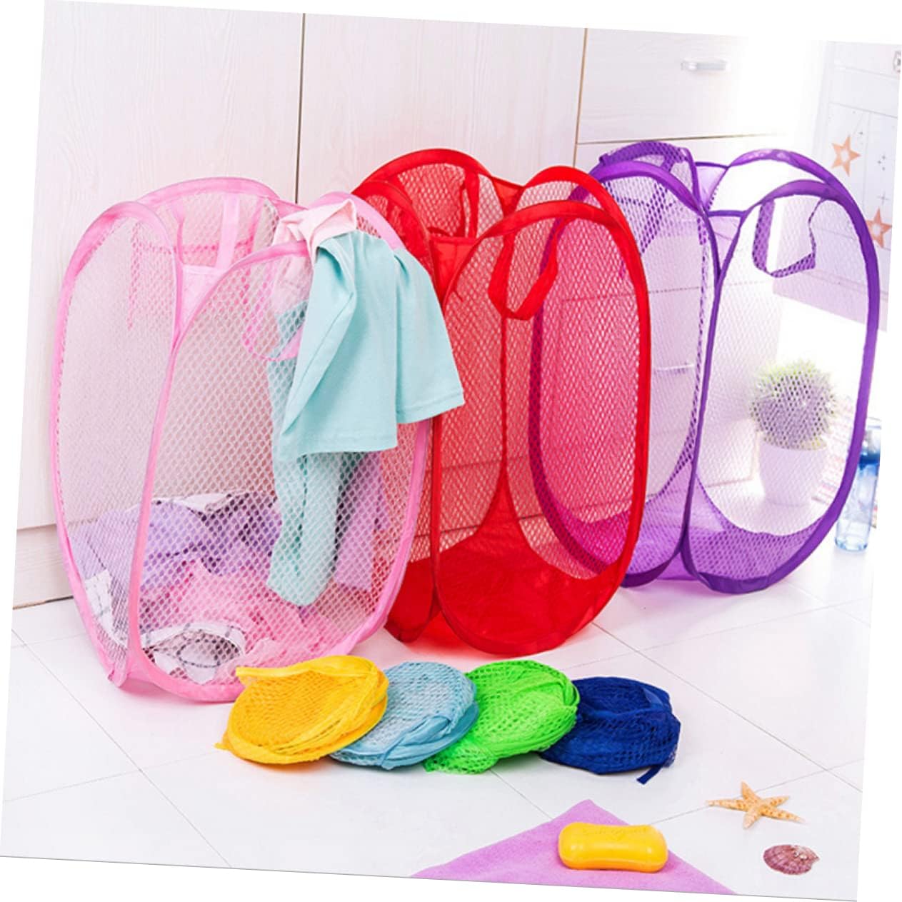 TIDTALEO Collapsible Laundry Basket, Foldable, Portable, Sturdy, Steel, Nylon, Plastic, As Shown