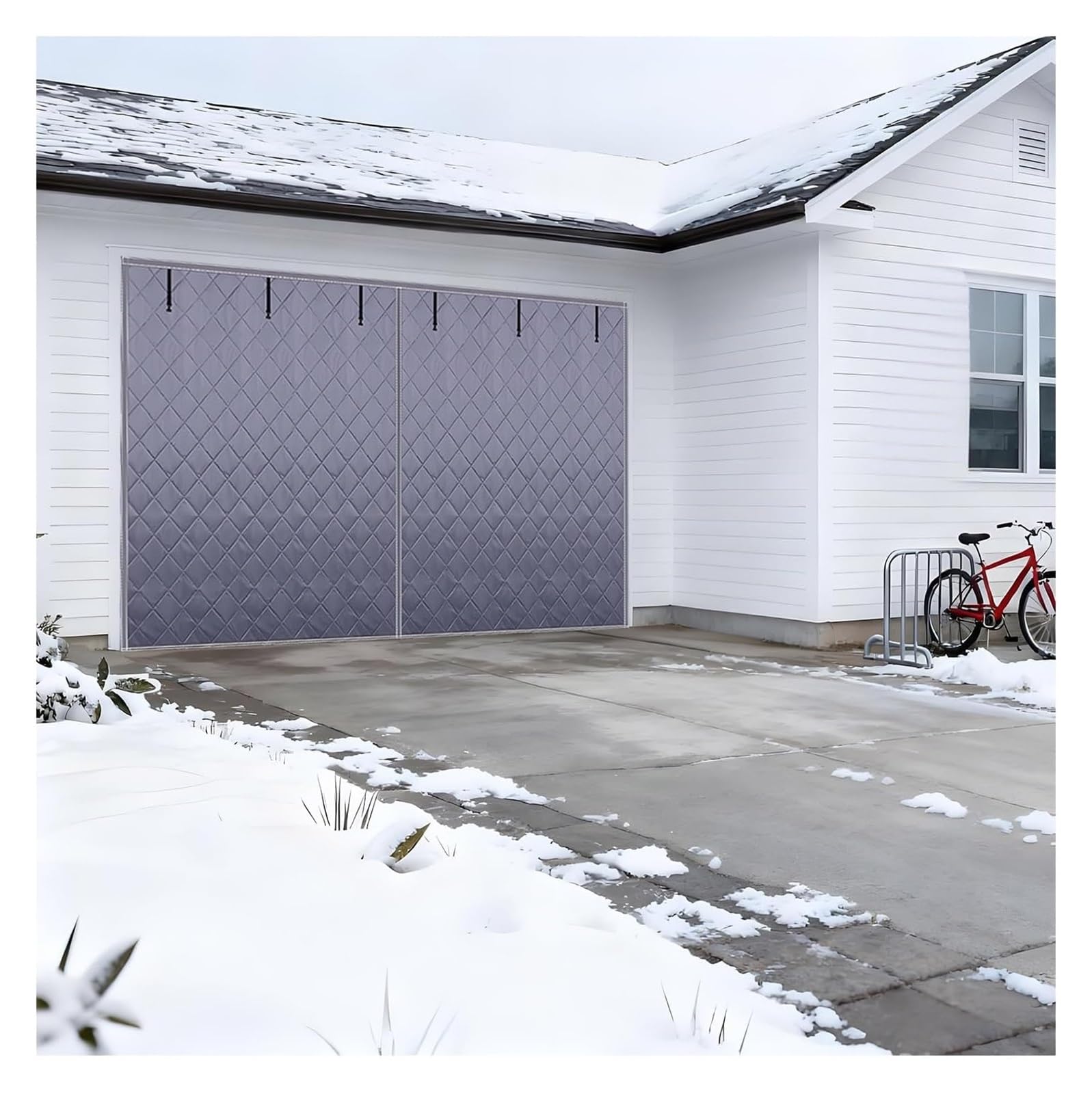 Rideau de porte magnétique isolant pour atelier et garage gris