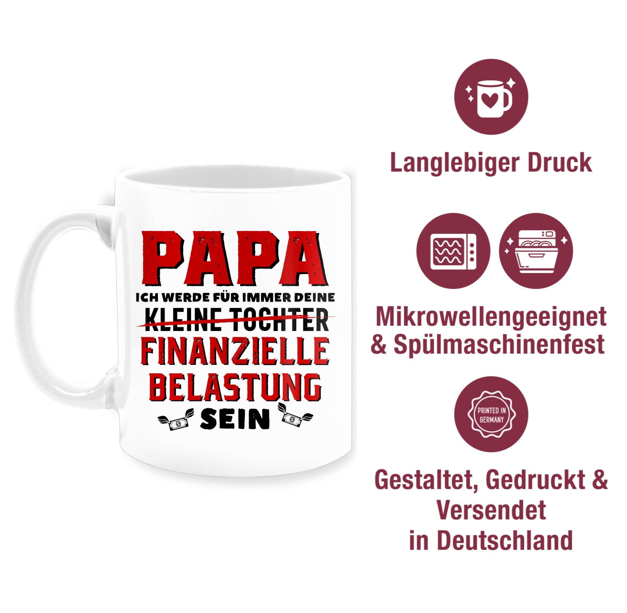 Tasse Mit Spruch 'Papa – Werde Immer Deine Finanzielle Belastung Sein' | Beidseitig Bedruckt, 330 Ml