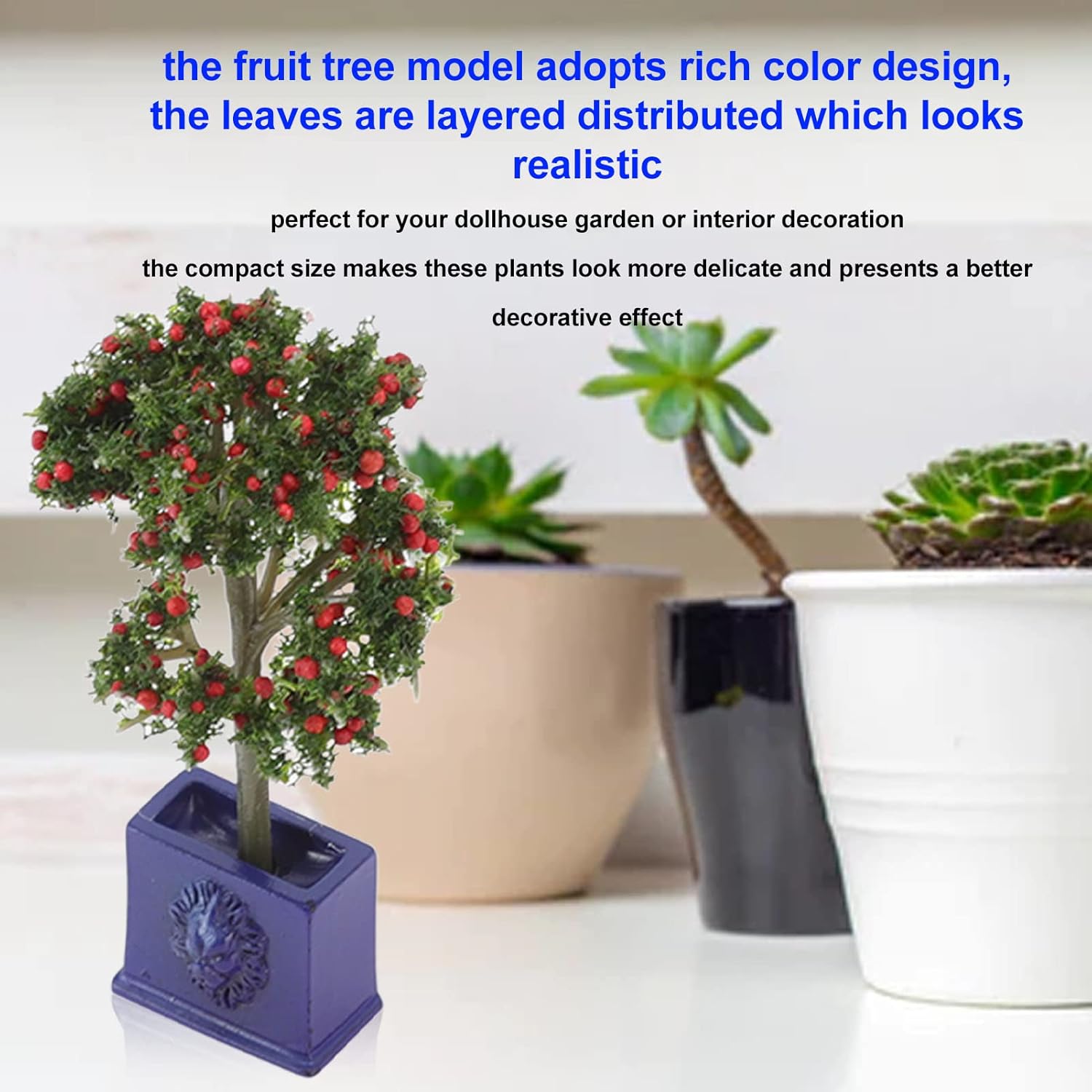 Alomejor Dollhouse Plants,Realistic Miniature Fruit Trees Set of 3,Miniature Artificial Plants,for Dollhouse Enthusiasts Collectors Home Decor Room Decoration