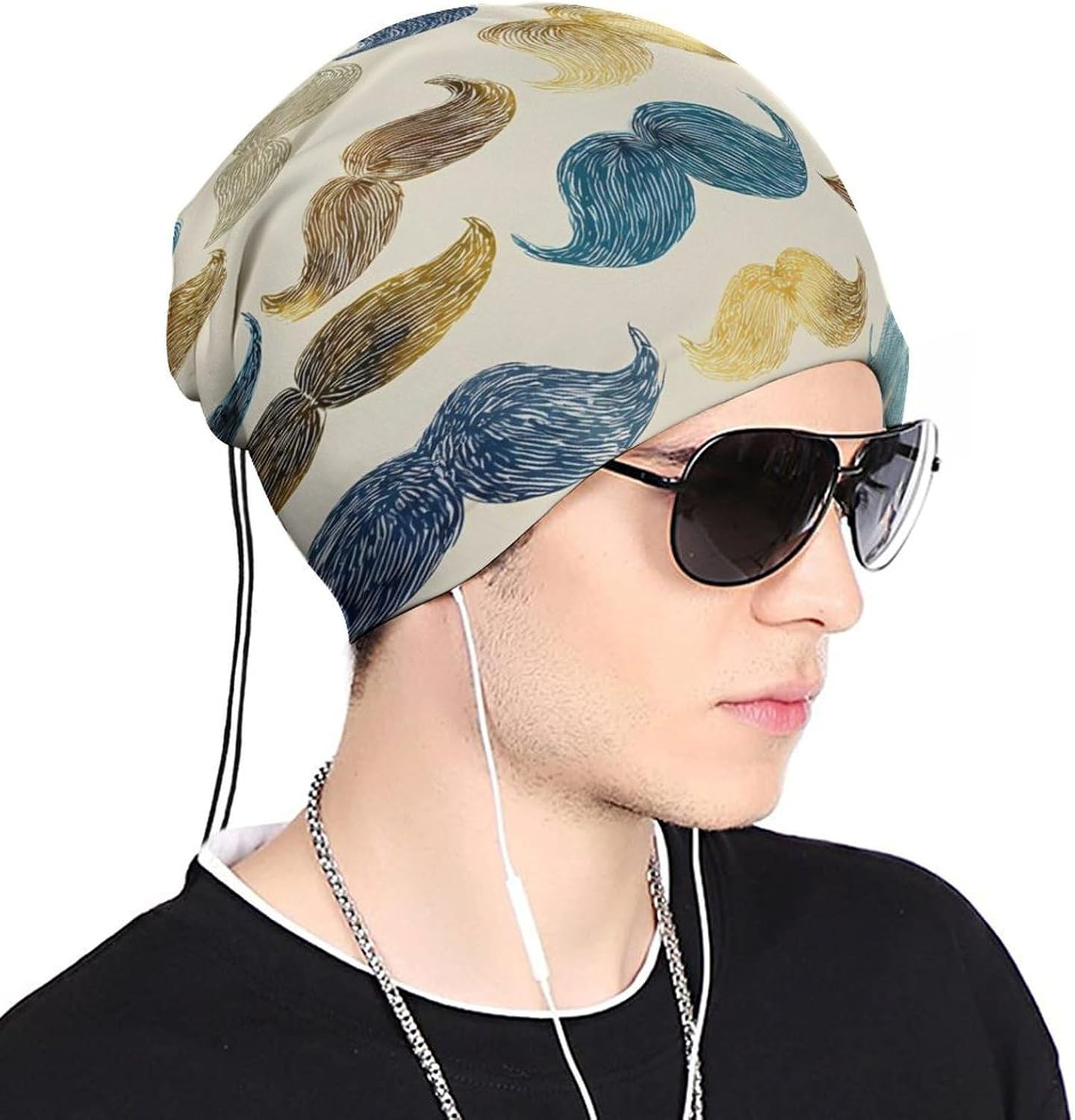 Mustaches Pattern Unisex Neck Gaiter Face Scarf Cover Sun Hoods for Outdoor Hiking Skiing